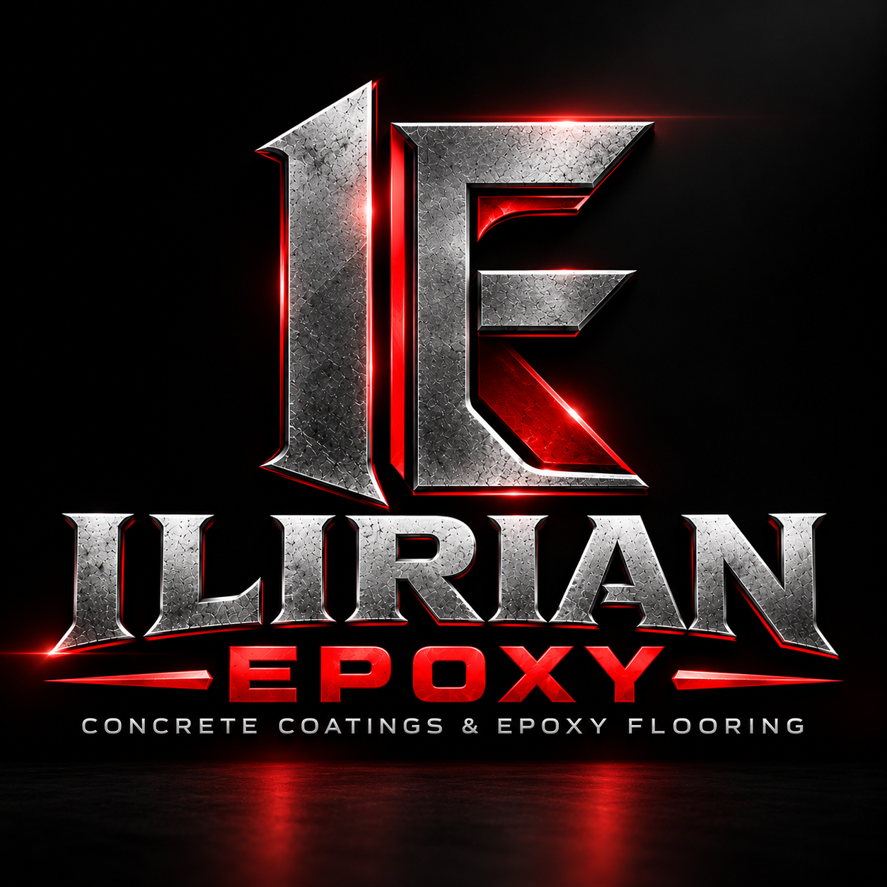 Ilirian Epoxy red and silver company logo